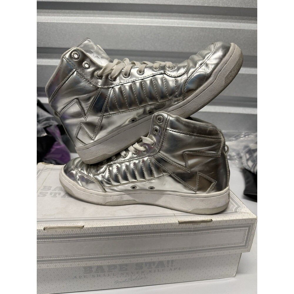 A Bathing Ape (BAPE) 88 SK8 Sta 'Silver' High Top Foil 191-063 9.5
